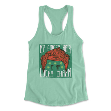 My Ginger Hair Is My Lucky Charm Womens Racerback Tank in Mint color